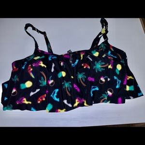 Torrid black & neon lights bikini top 2X